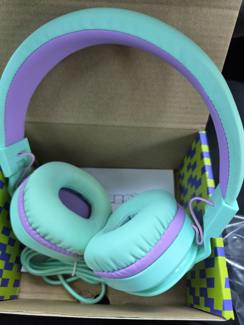 Mint Green and Lavender Over-Ear Headphones with Padded Comfort